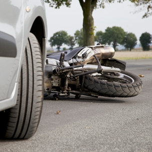 car crash against a motorcycle