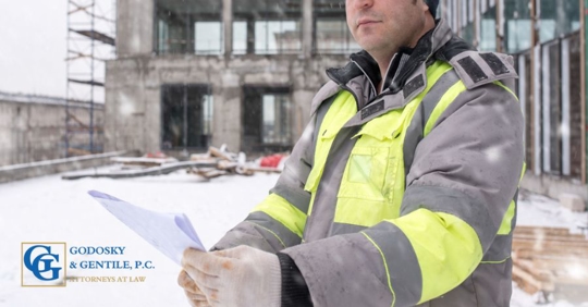 construction worker in the winter